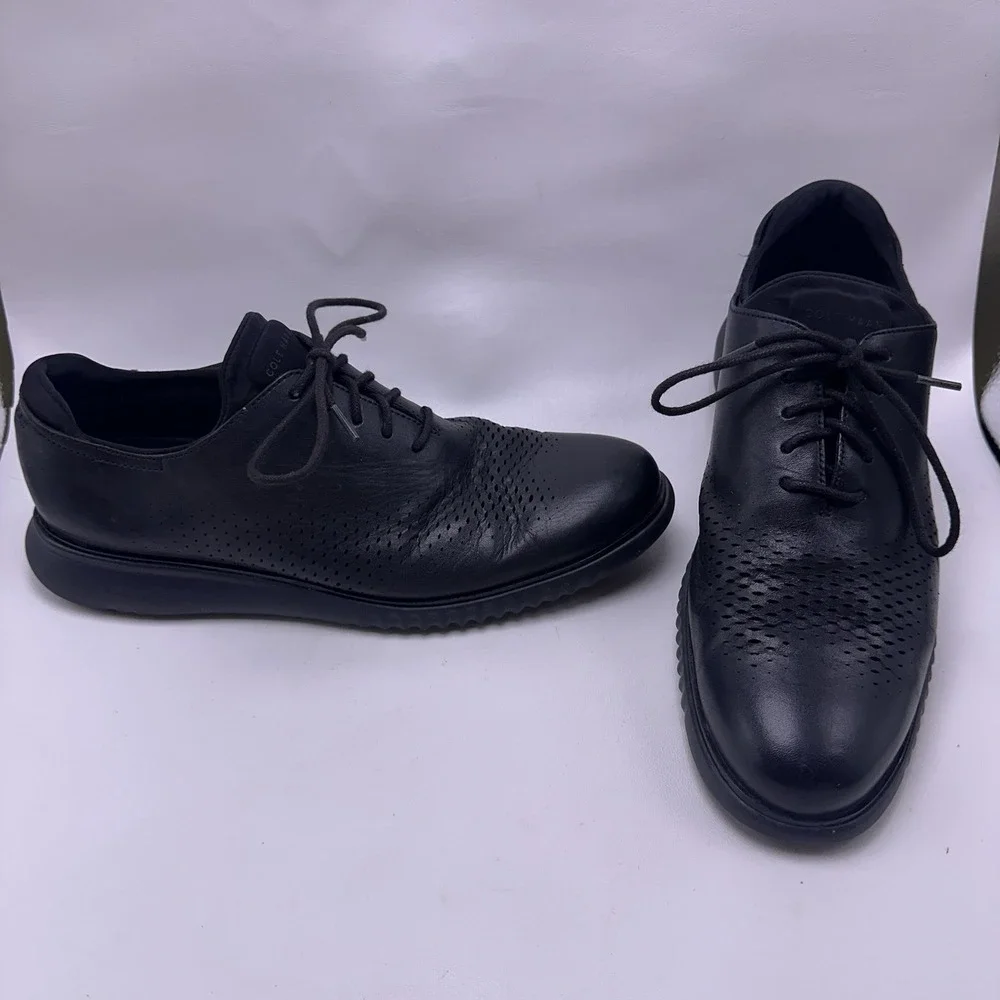 Cole Haan Men's 2.ZeroGrand Lined Laser Wingtip Oxford Black C23832 Size 12M